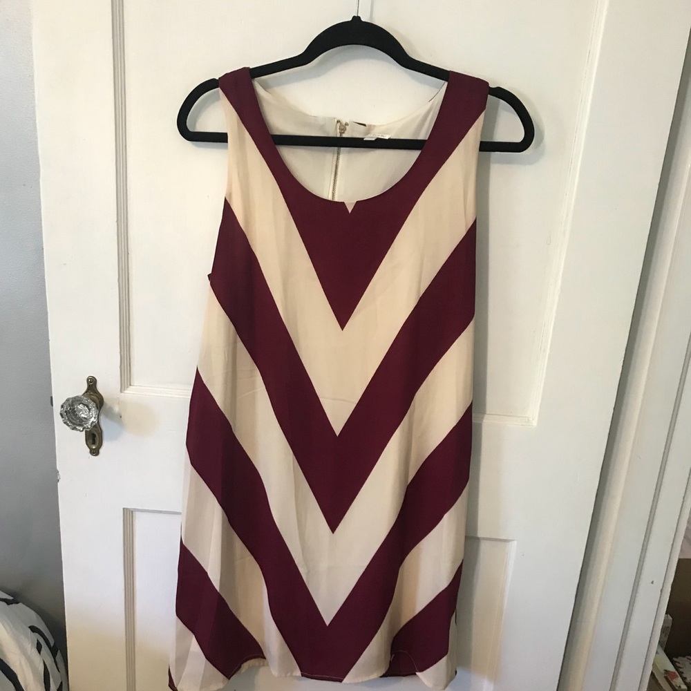 Cream and maroon slip dress
